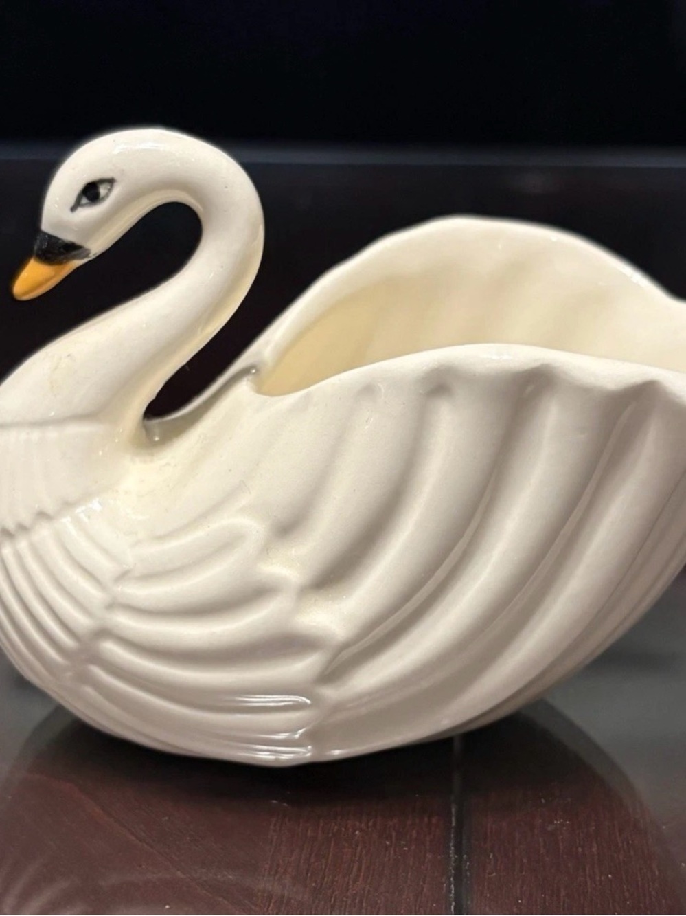 Vintage Cream Ceramic Swan Decorative Planter Vase- Elegant Home Decor 5”x 4” - Picture 7 of 12
